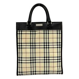 BURBERRY Nova Check pattern, logo hardware, canvas and leather handbag/tote b...
